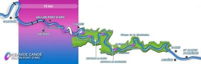 Océanide Canoë - Vallon Pont d'Arc | Descent map 13 km