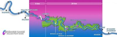 Océanide Canoë - Vallon Pont d'Arc | Descent map 8 + 24 km
