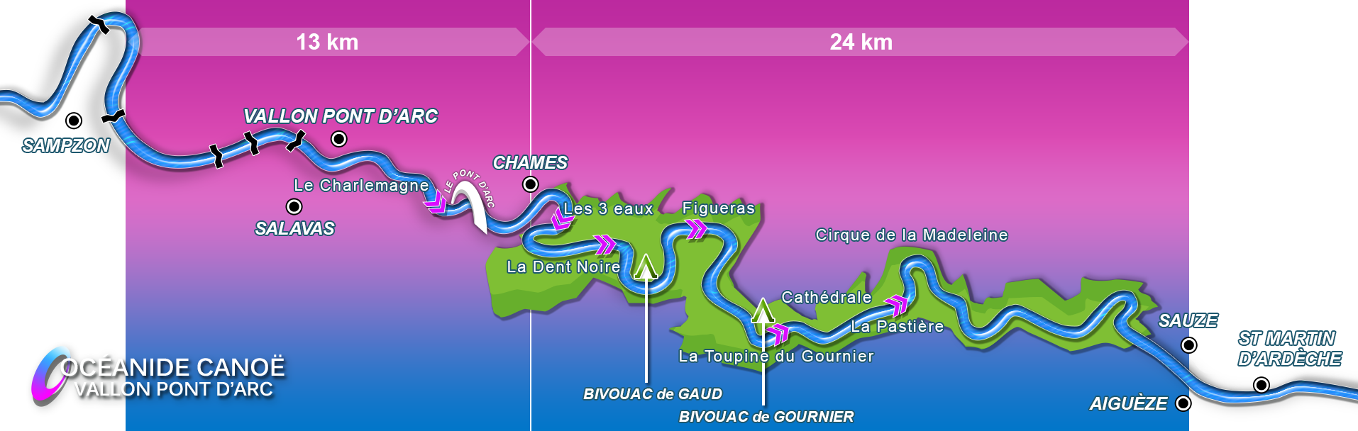 Descent map 13+24 km