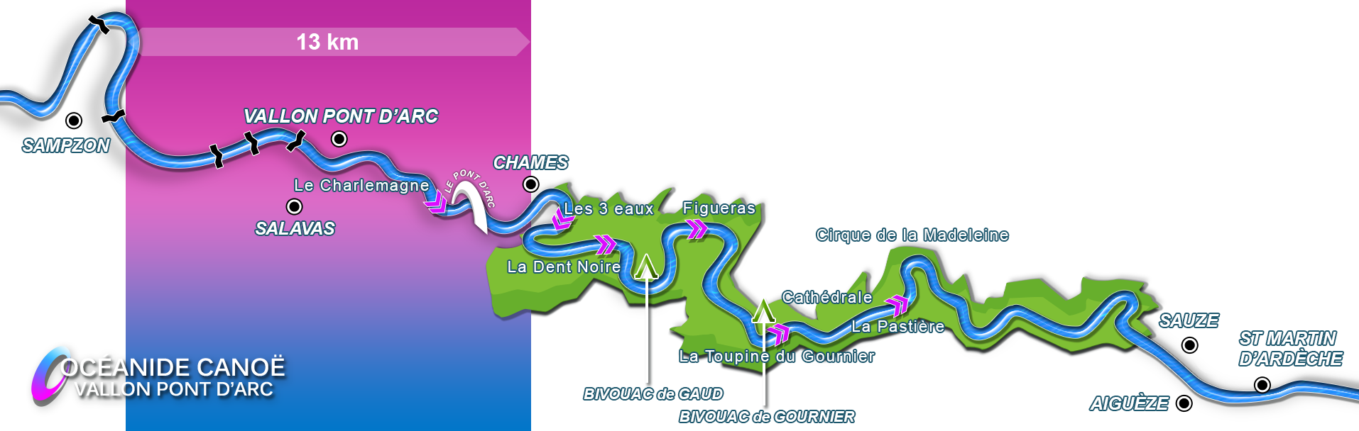 Descent map 13 km