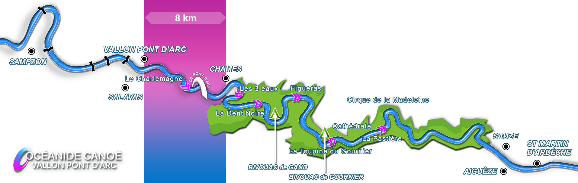 Descent map 8 km